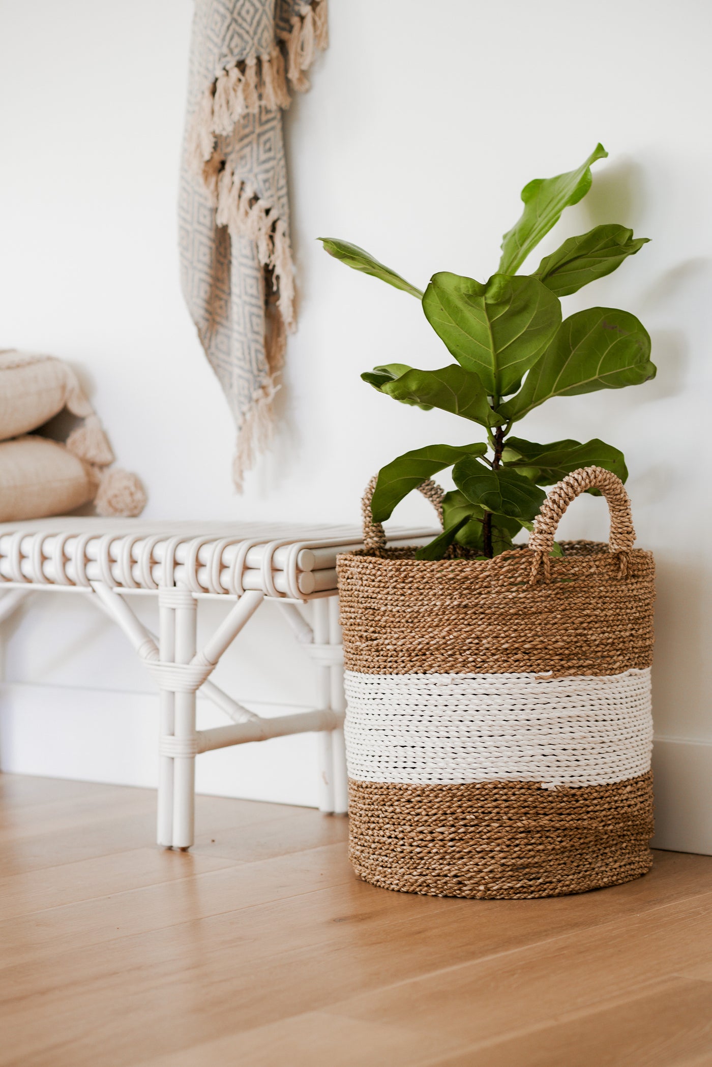 White & Natural Seagrass Baskets