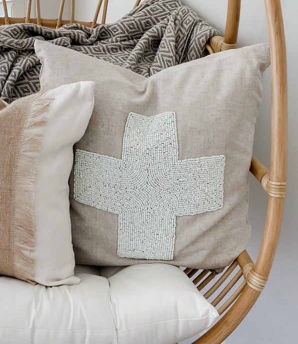 Beaded Cross Cushion