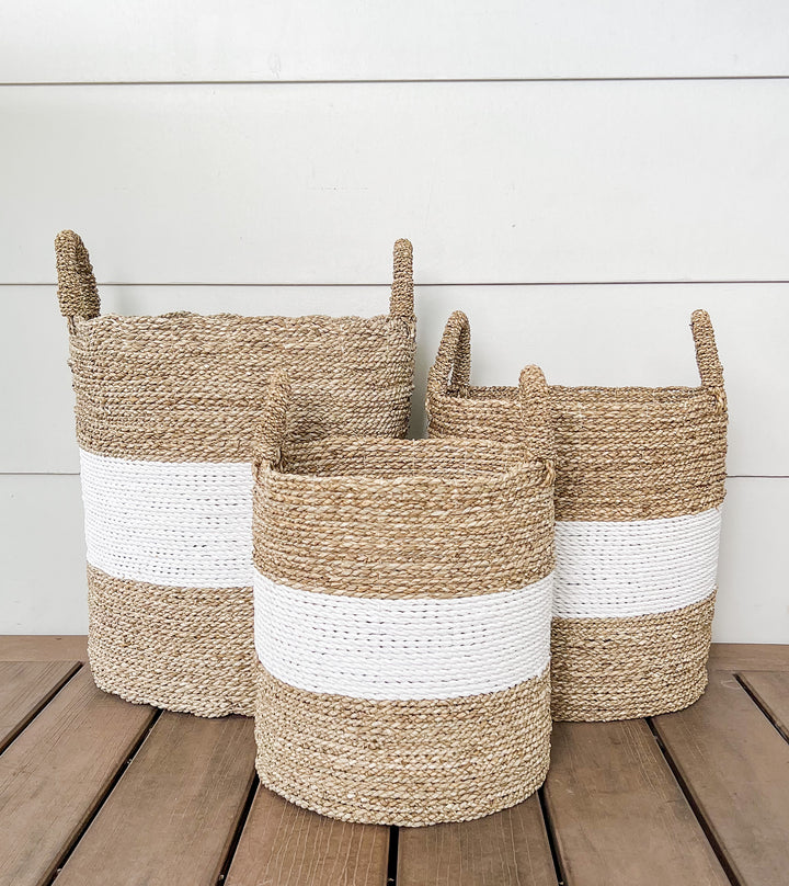 White & Natural Seagrass Baskets